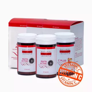 Inventia  Balíček - AKTIVNÍ KLOUBNÍ VÝŽIVA a vitamin C PLUS na 2 měsíce (IA 120kapslí) obsahuje: